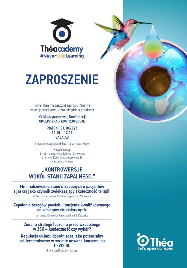 Zaproszenie na sesję firmową Thea w trakcie konferencji Okulistyka Kontrowersje